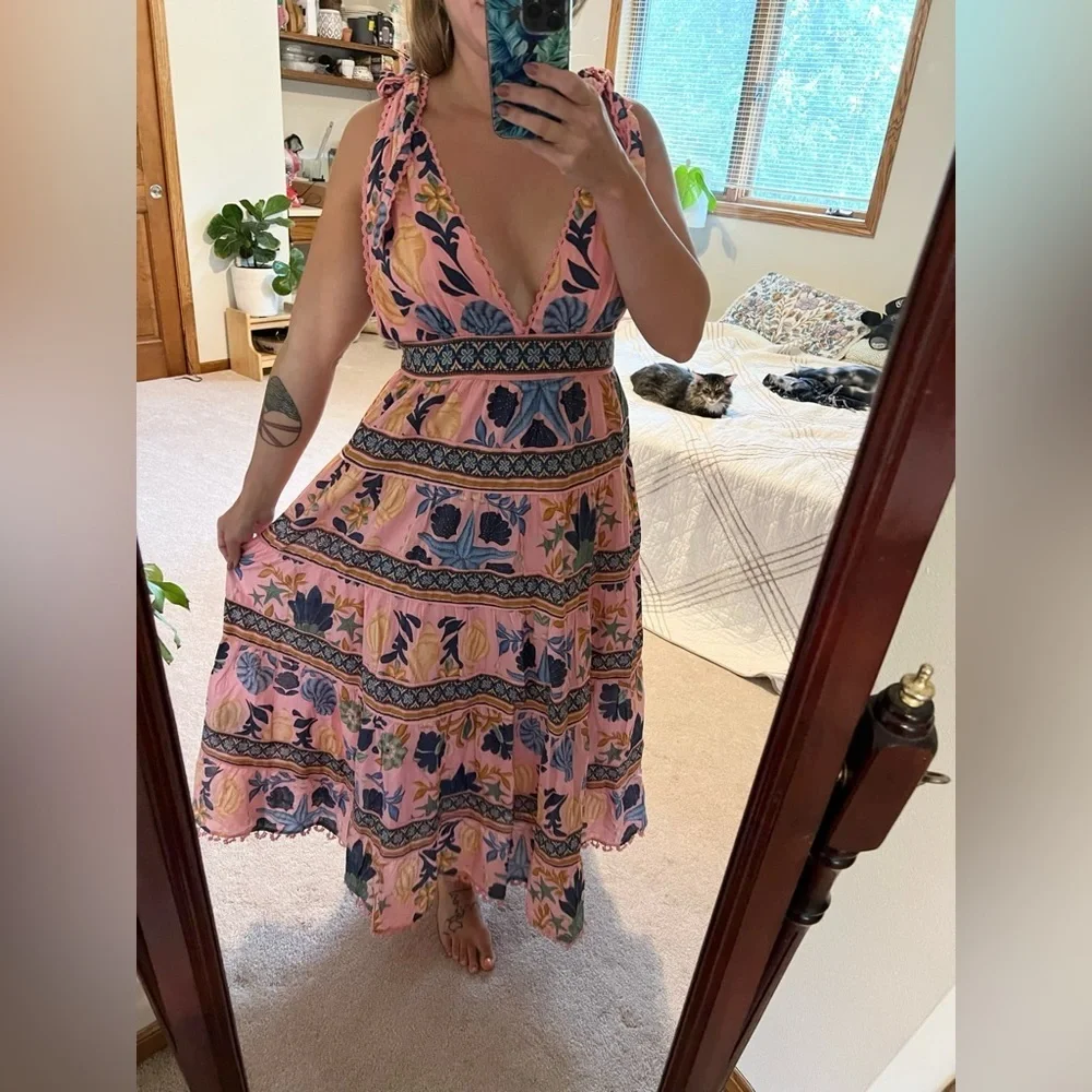 FARM Rio Pink and Blue Floral Midi Dress - Picture 1 of 11